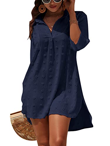 Image of Blooming Jelly Womens Swimsuit Coverups White Chiffon Bikini Swimwear Beach Cover Up Dress Shirt