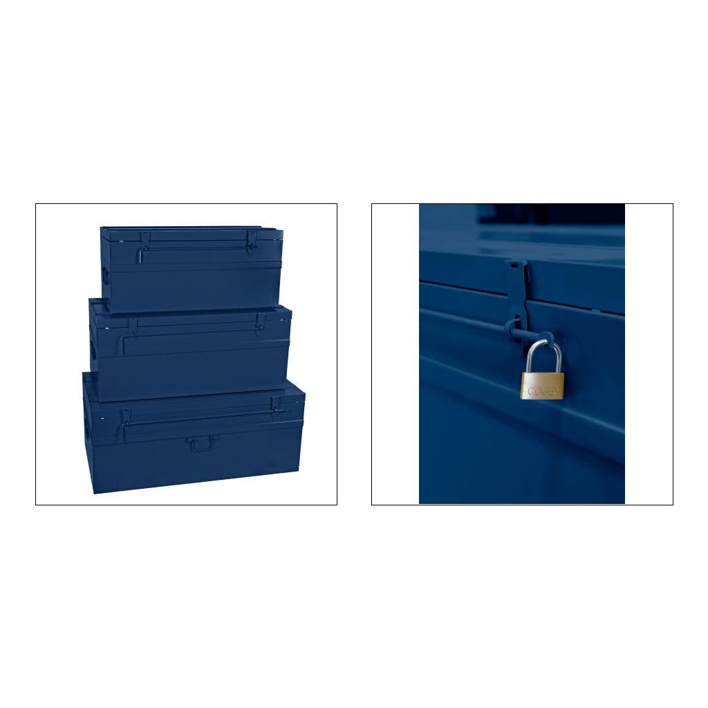 Cogex - Set di 3 scatole in metallo lucchetti, colore: blu, dimensioni: 70700 x 330 x 310 mm, 100800 x 390 x 340 mm, 150900 x 450 x 370 mm