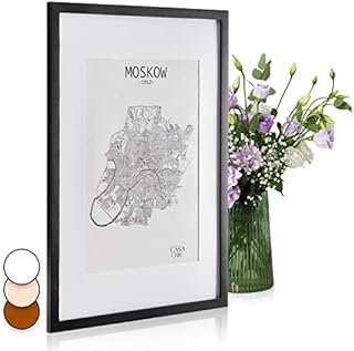 Classic by Casa Chic - Solid Wood A4 Photo Frame - Black - Mount for 6x8 inch (15x20 cm) Picture or Certificate -Tempered Glass