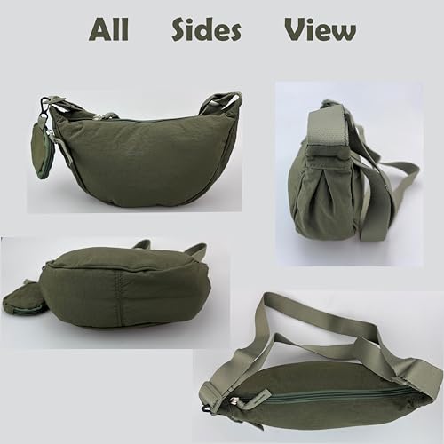 Image of Crossbody Bag with Coin Purse Hobo Sling Crescent Bag Women Men Trendy Small Nylon Shoulder Bag Purse Adjustable Strap