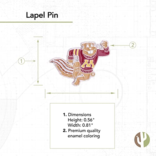 Image of Desert Cactus University of Minnesota Lapel Pin MINN Golden Gophers Made of Metal for Formal Wear, Bag and Hat Jewelry, and Tie Tack