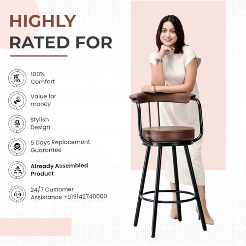Image of GOYALSON Multipurpose Stool Chair for Home, Bar, Restaurant, Kitchen or Lawn Garden Rest Chair with Cushion seat