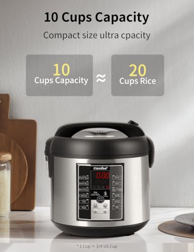 Image of COMFEE' Rice Cooker for 20 Cups Cooked Rice with Functions for Multi Cook, Slow Coor, Steam, Stew, Saute, and Quick Cook with BPA-Free Nonstick Inner Pot
