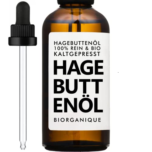 BIO Hagebuttenöl (Wildrosenöl) -100% rein, natürlich und kaltgepresst - 50 ml - Pflege für Haar, Körper, Anti-Aging, Haut, Narben, Anti Dehnungsstreifen, Antialterung/Hagebuttenkernöl
