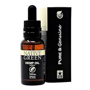 Native Green (Vanilla 1000mg) Hemp Extract Oil for Muscle and Joint Discomfort, Calming & Mental Focus, Restful Nights & Stress Relief, Organically Grown and Made in The USA