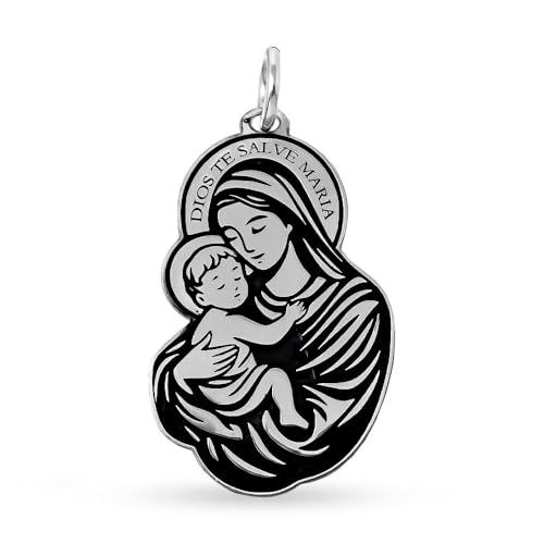 Colgante Virgen María plata ley 925m macizo personalizable para regalar en bautizos