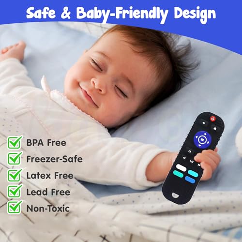 Image of Kidology Baby Teethers - Silicone Remote & Game Controller Shaped Teething Toys |Infant Teether for Teething Relief | Sensory Chew Toys for Boys & Girls 3+ Months | Baby Gift Set- Pack of 2 (Black)