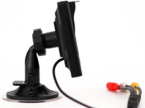 വശം view യുടെ Ampire RVM051-5 inch monitor attached to an adhesive foot mount, showing the flat base.