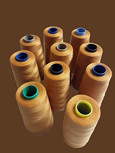 Image of Ace International Exports 3000 m Overlock Polyester Sewing Thread Set Box Yarn Spool Cone, Golden - Pack of 10 Spools
