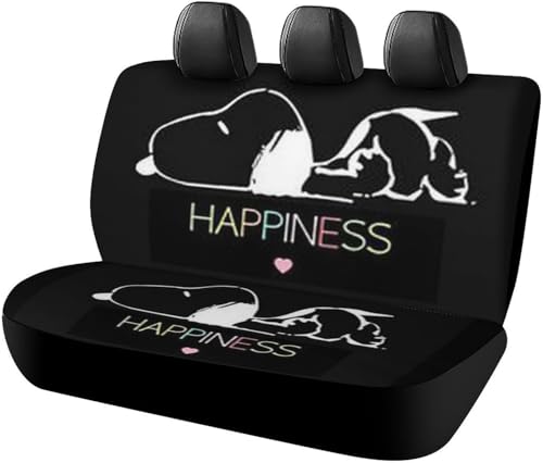 スヌーピー (2) カーシートカバー 車シートカバー 後部座席用 シート保護 おしゃれ カー用品 軽/普通車 汎用 後席クッションカバー 四季通用