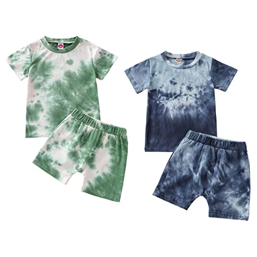 Image of Coolago Baby and Toddler Boy Clothes Set 4-Piece, Cotton Tie-Dye Shirt & Shorts Summer Outfit 2-Pack