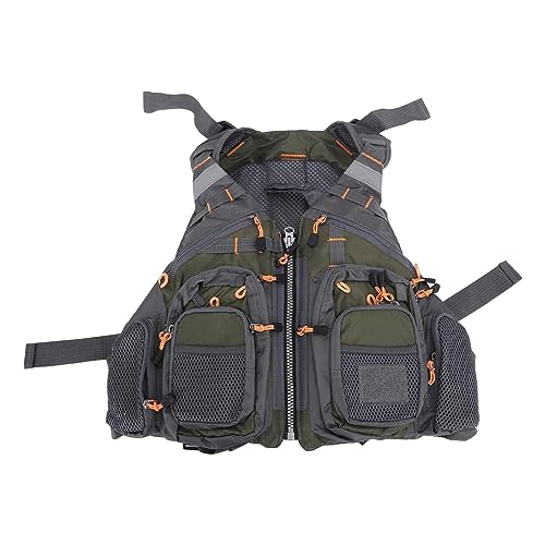 Strap Fishing Vest, Adjustable for Men Women for Fly Bass Fishing Outdoor Activities Multiple Zippered Pockets Breathable Green