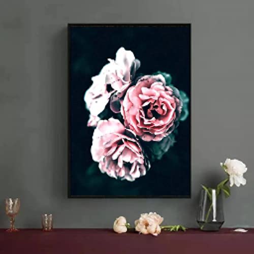 Peinture toile scandinave mode fleur plume rose 50x70cm de qualite superieure pour salon chic