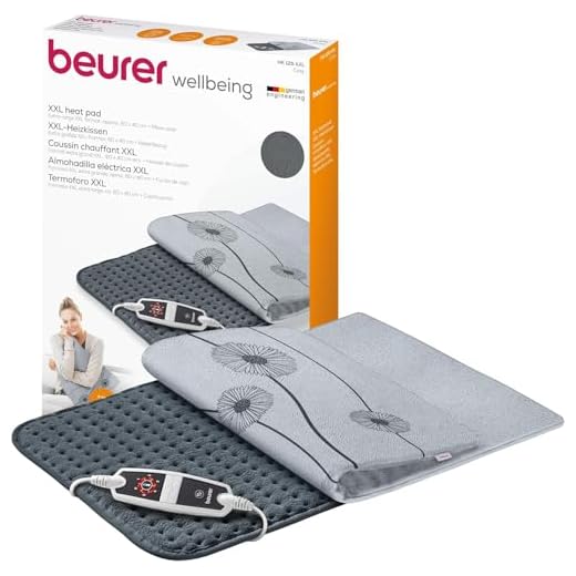 Beurer HK 125 Almohadilla eléctrica, esterilla eléctrica en formato XXL, con 6 ajustes de temperatura, desconexión automática e interruptor LED, lavable a máquina, gris, 60 x 40 cm
