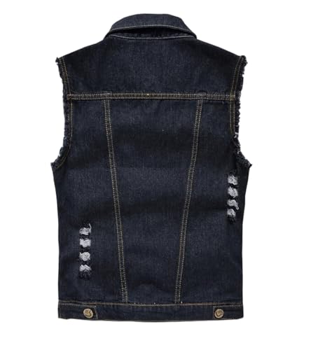 Image of MYtodo Unisex Casual Plus Size Sleeveless Denim Slim Vest Waistcoat