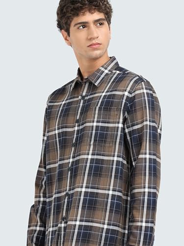 Image of StitchX Men's Full Sleeve Checkered Casual Spread Collar Cotton Shirt