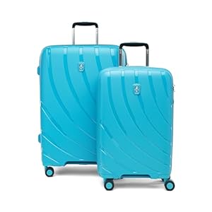 Atlantic Luggage Carry On & Convertible Medium to Large Checked Expandable Hardside, 8 Spinner Wheels, TSA lock, 2 Piece Set, Surf Teal