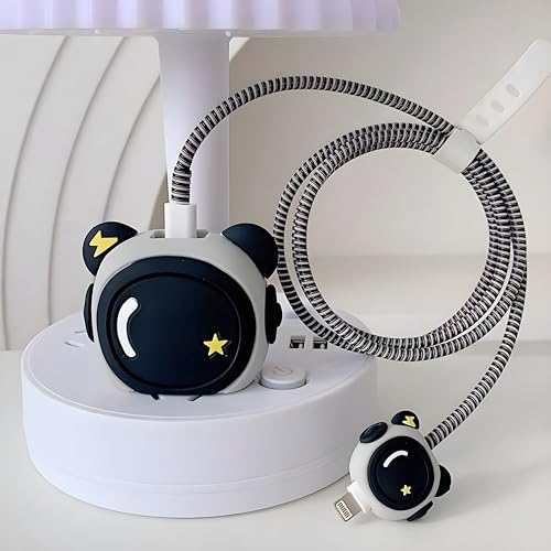 Image of VEROX Charger Protector 3D Pattern Compatible with iPhone Cable Protector Wire Cover for 18W & 20W | 360-degree Apple Charger Cute Design Data Saver Protective Sleeve- Astronaut