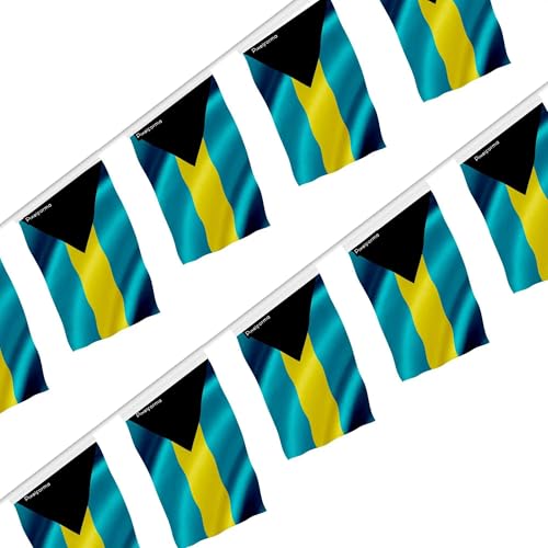 Guirlande drapeau Bahamas 18x28cm pour décoration extérieure fête à thème
