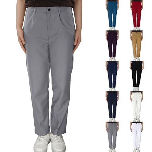 Boys Flat Front Dress Pants Kids Adjustable Waist Pull On Straight Leg School Uniform Twill Chino Pants 2-16 Years3