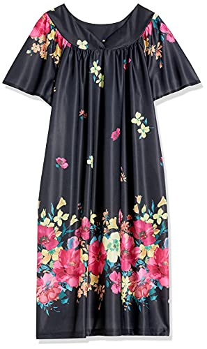 Image of AmeriMark Casual Women's Patio Muumuu House Dress Loose Comfortable Short Sleeve Sun Dress Lounger Gown Sleepwear for Ladies