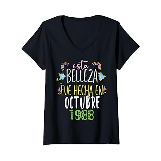 Hecha En octubre 1988 Mujer Regalo 34 años Cumpleaños Camiseta Cuello V