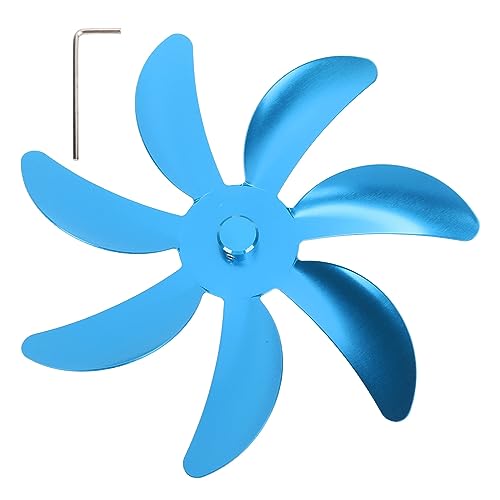 Estufa Ventilador de aluminio BLADE 7 cuchillas Ventilador de ventilador alimentado por calor Reemplazo de cuchilla para ventilador de chimenea (Azul)