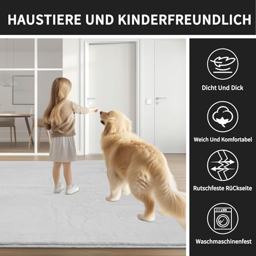 Sour Lemon Teppich Wohnzimmer 200x300cm,Großer Grauer Teppiche Kunstfell – Ansicht 6