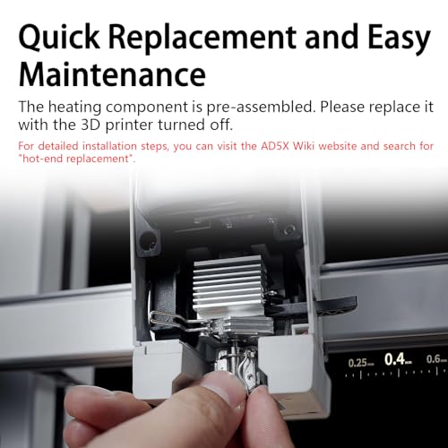 RugooSpink 2PK 0,4 mm Düse & Hotend Heizungsmontage für Kobra X 3D Priner Heizelement Komponente Kit gehärtete Düse Extruder Ersatz Hot End Heizungskomponente für Anycubic Kobra X Zubehör