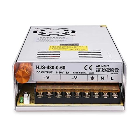 MYSWEETY Adjustable DC Power Voltage Converter AC 110V-220V to DC 0-60V Module 60V 8A Switching Power Supply Digital Display 480W Voltage Regulator Transformer Built in Cooling Fan Cover