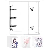 GOKEI シール帳 プラバン 透明 A8 ミニ バインダー 【リフィル×20枚 チャック付きボケット×2枚 下敷き×2枚】 PPシート カードポケット シール台紙 手帳 プリ帳 カードスリーブ 透明シール帳 はがせる バインダー型ノート 女の子 コラージュノート (ブラック)