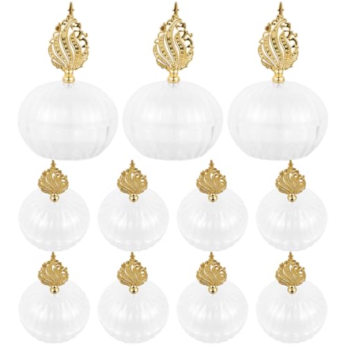 Beavorty Lot 12 Boîtes à Dragées Mariage Transparentes avec Décoration Feuille Dorée 3D Petite Boîte Cadeau Ronde Récipient pour Bonbons Bijoux Fête...
