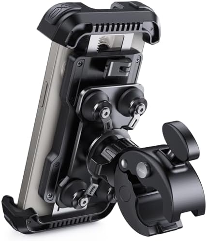 Lamicall Motorcycle Smartphone Holder, Vibration Absorption: Motorcycle, Mobile Phone Holder, Anti-Vibration, Mobile Phone Stand, Moped, Smartphone Holder, Integrated, One-Handed Operation, 360°