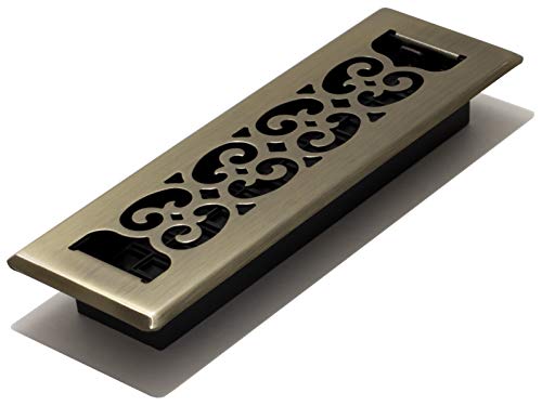 Decor Grates SPH210 Scroll Design Floor Register, 2x10 Inches, Antique Brass Finish