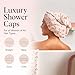 Kitsch Luxury Shower Caps for Women Reusable Waterproof - Large Shower Cap for Women, Non-slip, Quick-dry Hair Cap for Long and Short Hair, Comfortable and Stylish Design - Cherry Print