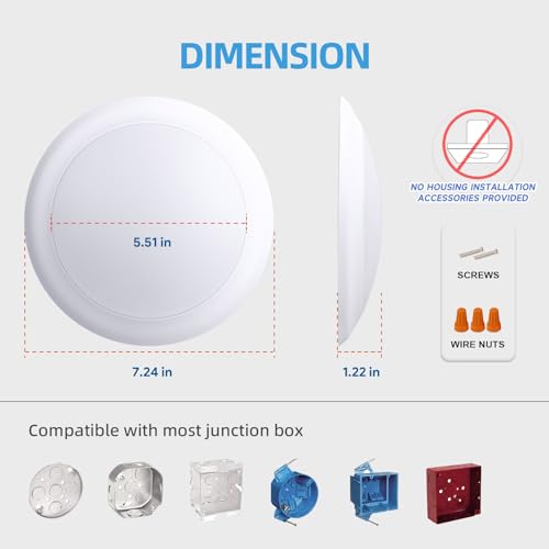 ECOELER 6Inch LED Ceiling Disk Light, Dimmable Retrofit Surface Mount ...