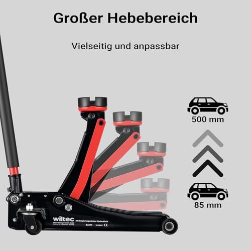 XPOtool Rangierwagenheber hydraulisch 3t, 85-500mm Hubhöhe, Fahrbarer Wagenheber, Autoheber mit...