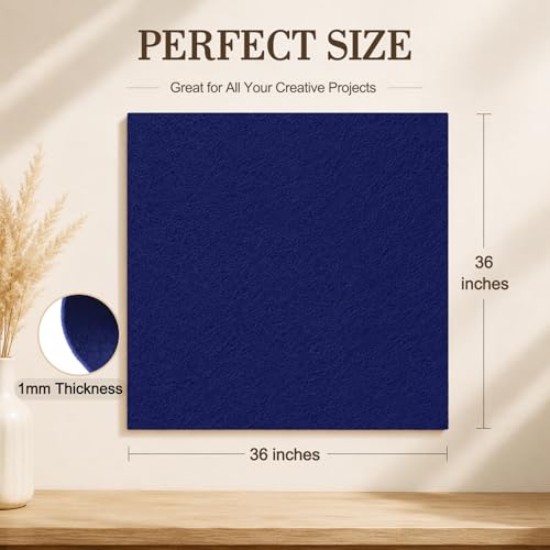 Image of Navy Blue Large Felt Fabric 36 inch x 36 inch (1 Square Yard), 1mm Stiff Felt Sheet, Nonwoven Fabric for Crafts, DIY Projects, Art, Sewing, Lining & Decorations