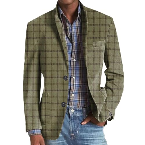 Plaid Blazer Men Vintage Notched Collar Suit Jacket Slim Lightweight Sport Coats Business Work Blazer with Pocket2
