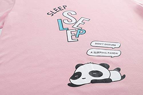 Cychelry Big Girls Cute Pajama Set Cartoon Print Short Sleeve And Long Pants Pink Jammies Set For Size 12-18 (10, Pink) #TOP2