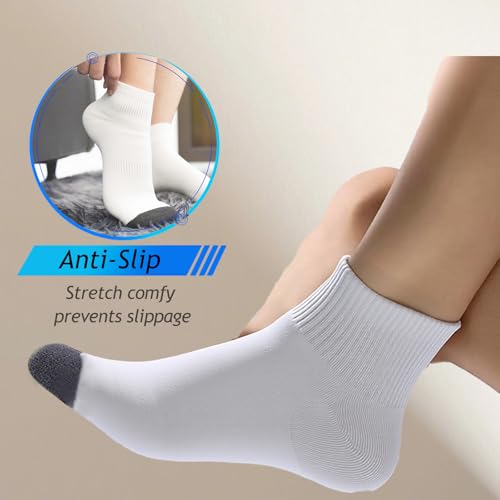 Mens Ankle Socks Athletic Thick Cushioned Running No Show Sports Low Cut White Black Socks，5 Pair Pack2