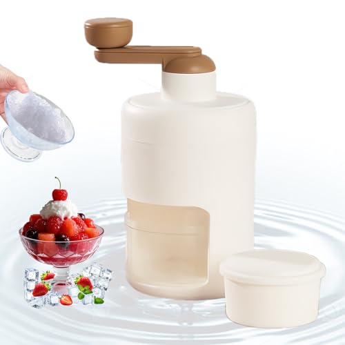 Shyllin Manual Picadora de Hielo raspado,Trituradora de Hielo Manual Rotary,Slush Machine, Batidos y Hielo picado - Sin BPA (Blanco)