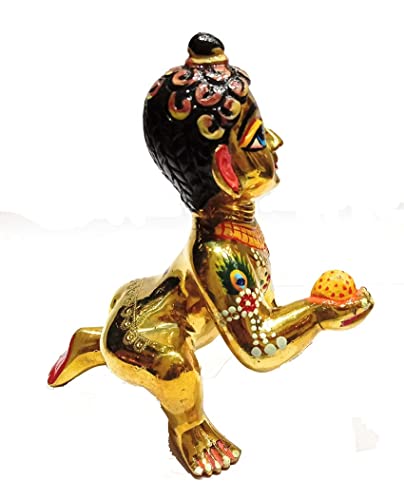 Image of ARYADIT Gifts Ashta Dhatu Laddu Gopal Brass Idol for Home Temple (4 to 7 Number, Gold) (5 Number)