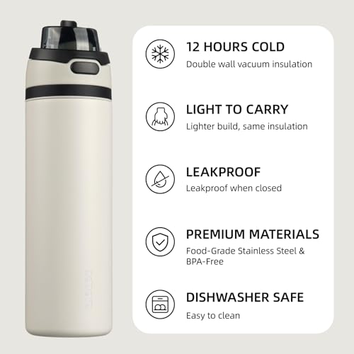 Image of BJPKPK 25oz Insulated Water Bottle with Straw Lid & Handle, Stainless Steel | Leak-Proof 2-in-1 Straw & Spout Lid, BPA-Free Vacuum Insulated Bottle Fits Cup Holders for Gym, Office, Travel & Outdoor
