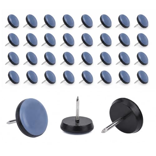 VABNEER Teflongleiter mit Nagel 32 Stück 22mm - Möbelgleiter für schwere Möbel Bodenschutz für Teppich/Laminat/Parkett