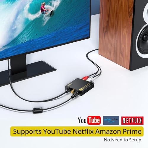 PROZOR DAC Converter 192Khz Digital to Analog Audio Decoder with Volume Control Support 5.1CH DTS Dolly-AC3 Coaxial SPDIF Toslink Optical to RCA Adapter for HDTV Blu-ray DVD PS3 Home Cinema System - Thumbnail 6