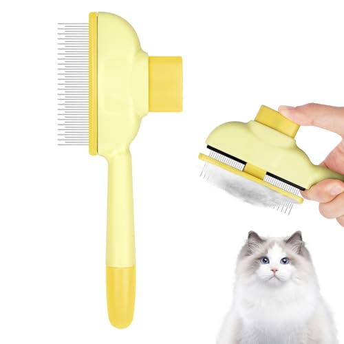 OFFCUP Fellblitz Bürste für Katze, Selbstreinigende Katzenkamm Tiefenreinigung mit Auslöseknopf Katzenbürste, Flohkamm Katze Hundekamm...