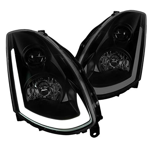 Spec-D Tuning Smoke Black Projector Headlight Integrated LED Signal Compatible with Infiniti G35 Coupe Factory Xenon Headlights 2003-2007 L+R Pair Head Light Lamp Assembly
