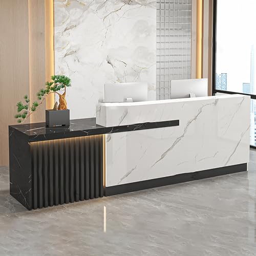Moderno escritorio de recepción de caja registradora con iluminación LED (C 2 63 x 23.6 x 39.4 pulgadas) perfecto para minoristas