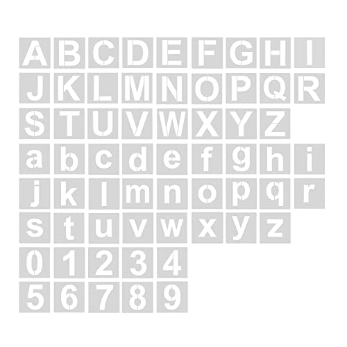 AIEX 62 Stück Alphabet-Zahlenschablonen, 7,5 cm, waschbar, Kunststoff, wiederverwendbar, Schablone für Buchstaben, zum Zeichnen von Kunst, Schreiben und Basteln